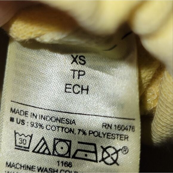 Old Navy Button Tie Waist Hoodie Pullover Sweatshirt Yellow w Graphic XS - Picture 4 of 5